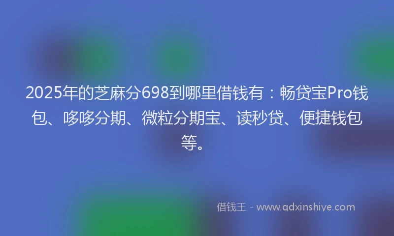 2025年的芝麻分698到哪里借钱有：畅贷宝Pro钱包、哆哆分期、微粒分期宝、读秒贷、便捷钱包等。