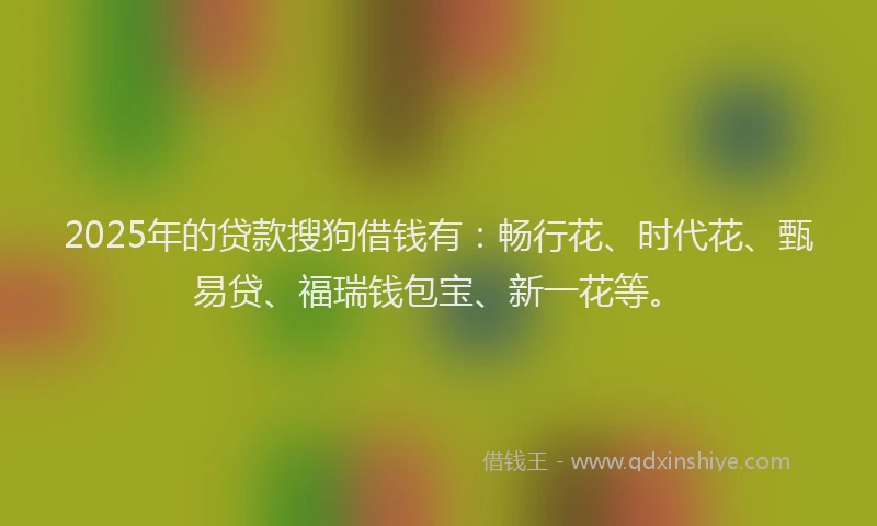 2025年的贷款搜狗借钱有：畅行花、时代花、甄易贷、福瑞钱包宝、新一花等。