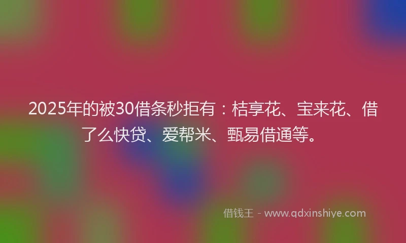 2025年的被30借条秒拒有：桔享花、宝来花、借了么快贷、爱帮米、甄易借通等。