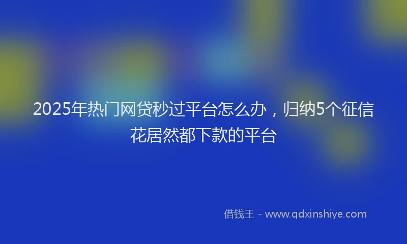2025年热门网贷秒过平台怎么办，归纳5个征信花居然都下款的平台