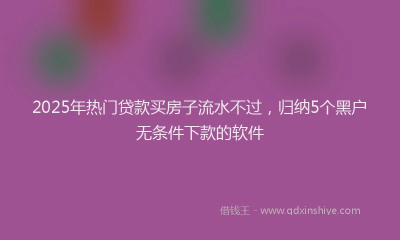 2025年热门贷款买房子流水不过，归纳5个黑户无条件下款的软件