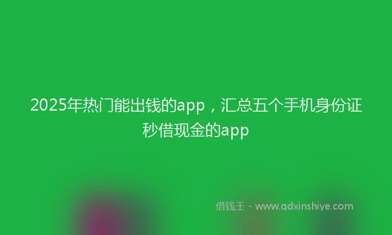 2025年热门能出钱的app，汇总五个手机身份证秒借现金的app