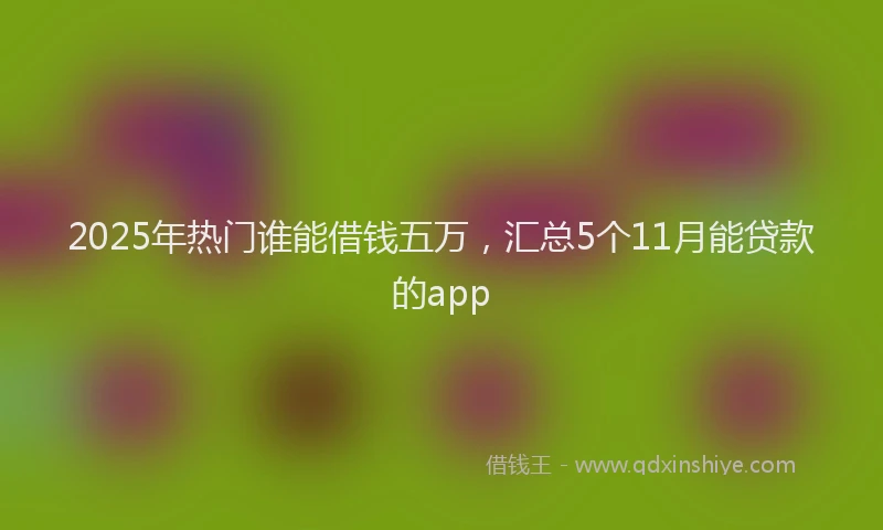 2025年热门谁能借钱五万，汇总5个11月能贷款的app