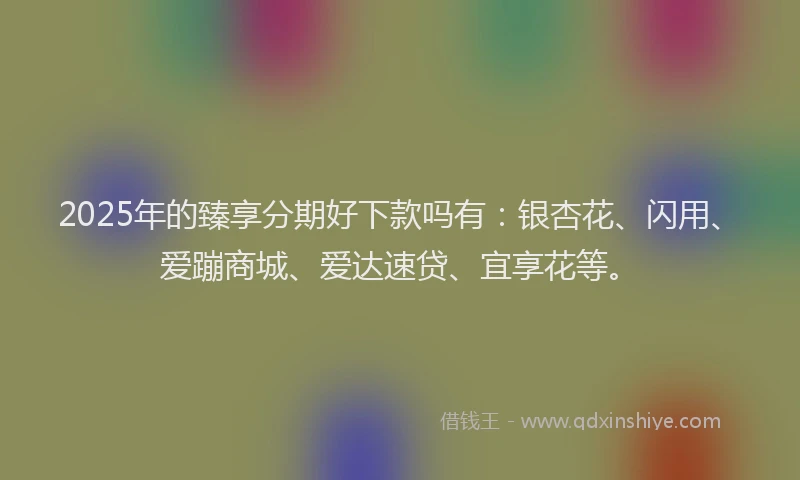 2025年的臻享分期好下款吗有：银杏花、闪用、爱蹦商城、爱达速贷、宜享花等。
