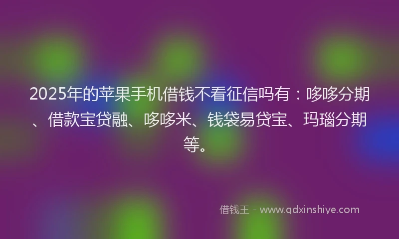 2025年的苹果手机借钱不看征信吗有：哆哆分期、借款宝贷融、哆哆米、钱袋易贷宝、玛瑙分期等。