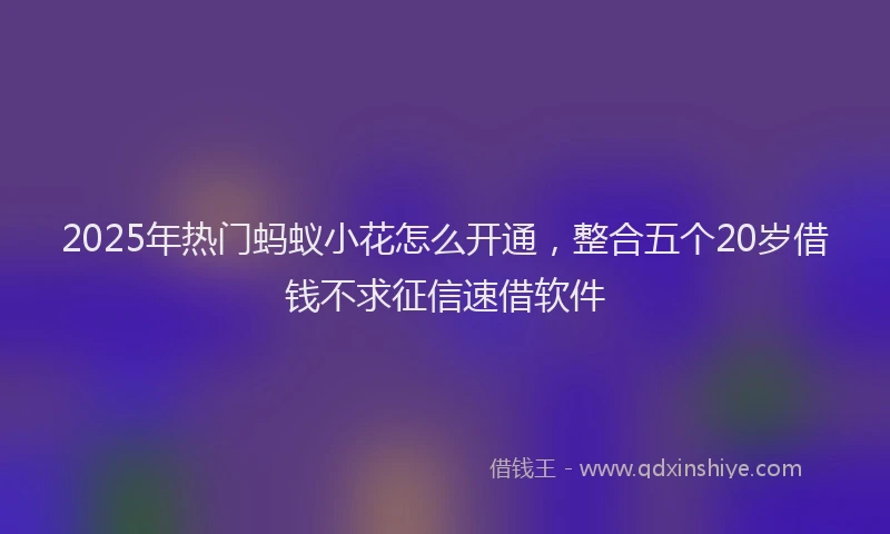 2025年热门蚂蚁小花怎么开通，整合五个20岁借钱不求征信速借软件