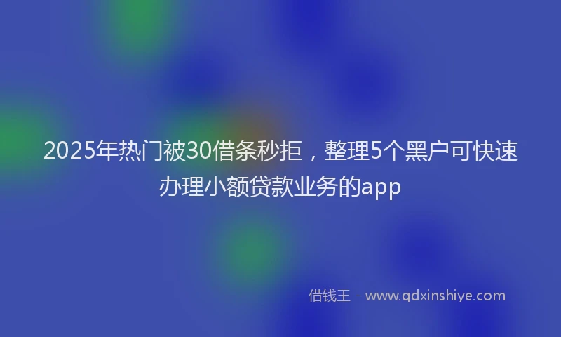2025年热门被30借条秒拒，整理5个黑户可快速办理小额贷款业务的app