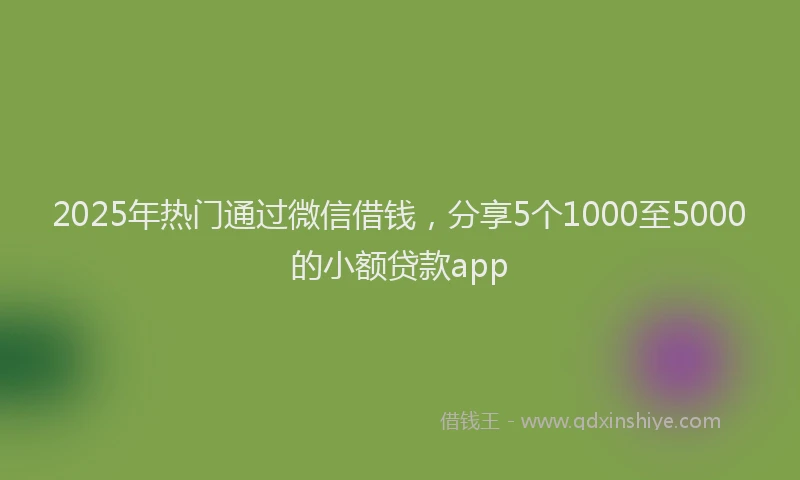 2025年热门通过微信借钱，分享5个1000至5000的小额贷款app