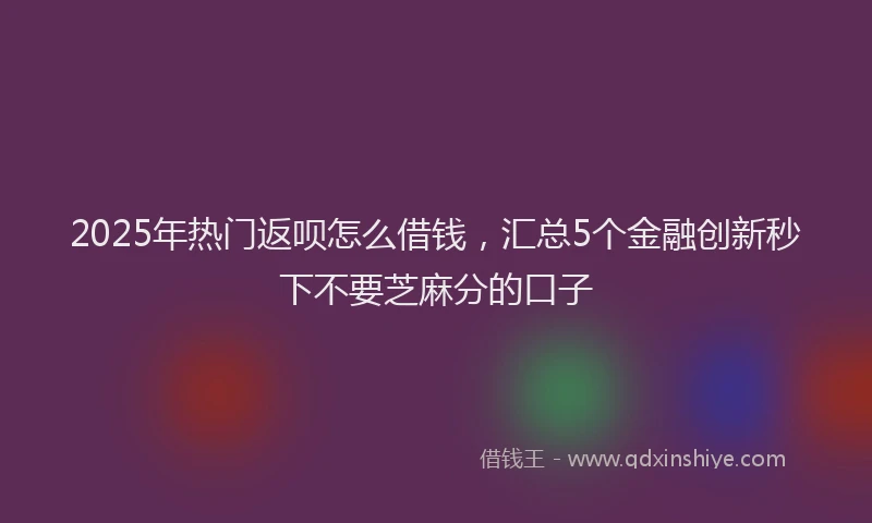 2025年热门返呗怎么借钱，汇总5个金融创新秒下不要芝麻分的口子