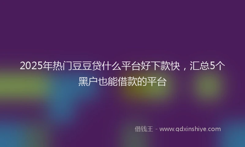 2025年热门豆豆贷什么平台好下款快，汇总5个黑户也能借款的平台