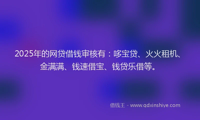 2025年的网贷借钱审核有：哆宝贷、火火租机、金满满、钱速借宝、钱贷乐借等。