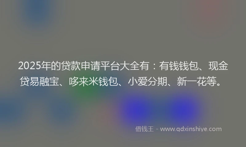 2025年的贷款申请平台大全有：有钱钱包、现金贷易融宝、哆来米钱包、小爱分期、新一花等。