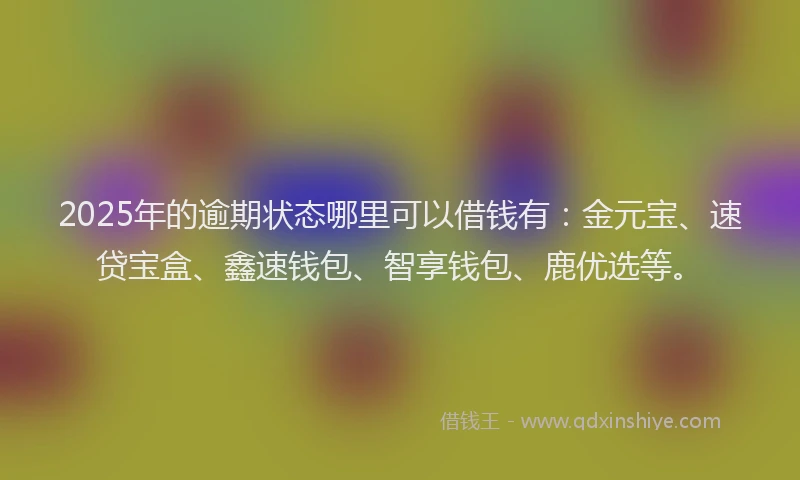 2025年的逾期状态哪里可以借钱有：金元宝、速贷宝盒、鑫速钱包、智享钱包、鹿优选等。