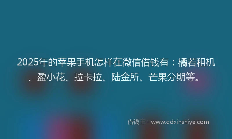2025年的苹果手机怎样在微信借钱有：橘若租机、盈小花、拉卡拉、陆金所、芒果分期等。