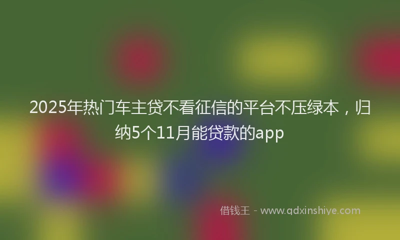 2025年热门车主贷不看征信的平台不压绿本,归纳5个11月能贷款的app