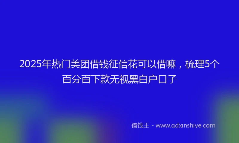 2025年热门美团借钱征信花可以借嘛，梳理5个百分百下款无视黑白户口子