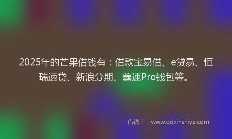 2025年的芒果借钱有：借款宝易借、e贷易、恒瑞速贷、新浪分期、鑫速Pro钱包等。