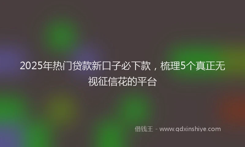 2025年热门贷款新口子必下款，梳理5个真正无视征信花的平台