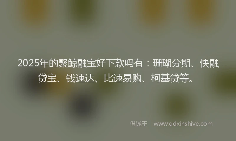 2025年的聚鲸融宝好下款吗有：珊瑚分期、快融贷宝、钱速达、比速易购、柯基贷等。