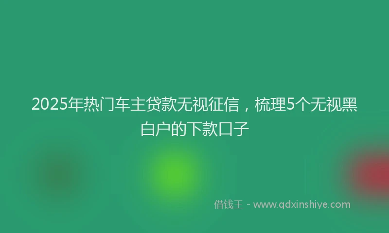 2025年热门车主贷款无视征信，梳理5个无视黑白户的下款口子