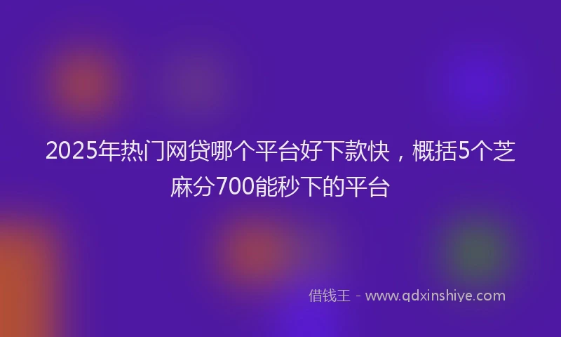 2025年热门网贷哪个平台好下款快，概括5个芝麻分700能秒下的平台
