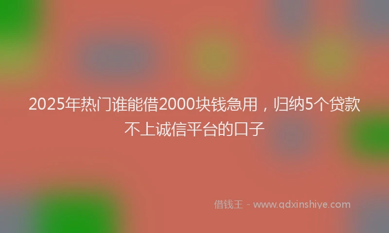 2025年热门谁能借2000块钱急用，归纳5个贷款不上诚信平台的口子