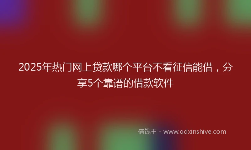 2025年热门网上贷款哪个平台不看征信能借，分享5个靠谱的借款软件