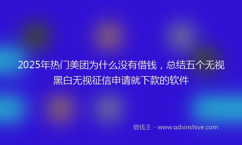 2025年热门美团为什么没有借钱，总结五个无视黑白无视征信申请就下款的软件