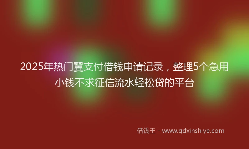 2025年热门翼支付借钱申请记录，整理5个急用小钱不求征信流水轻松贷的平台