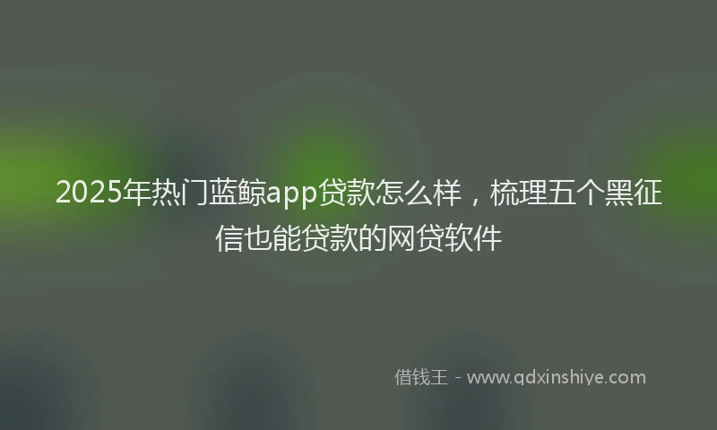 2025年热门蓝鲸app贷款怎么样，梳理五个黑征信也能贷款的网贷软件