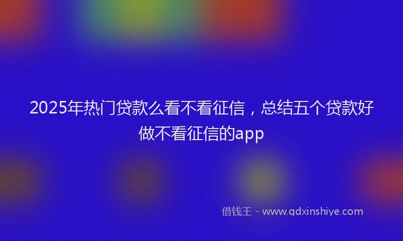 2025年热门贷款么看不看征信，总结五个贷款好做不看征信的app