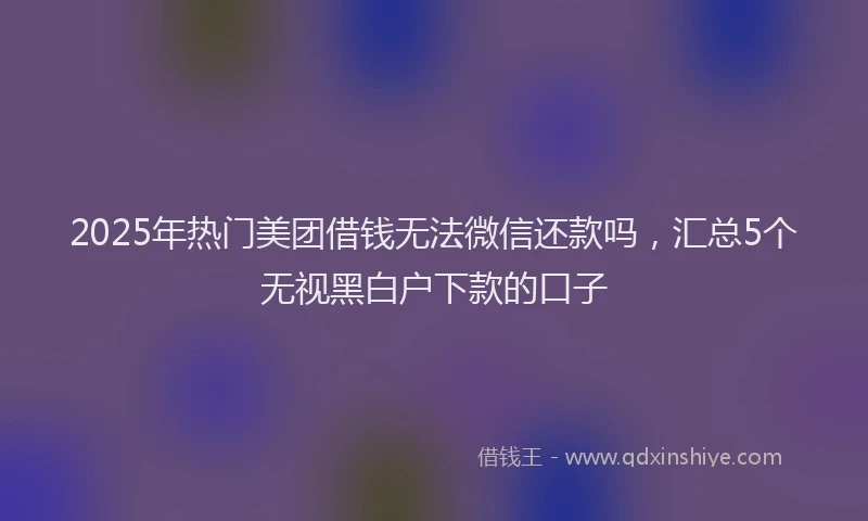 2025年热门美团借钱无法微信还款吗，汇总5个无视黑白户下款的口子