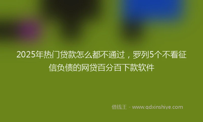 2025年热门贷款怎么都不通过，罗列5个不看征信负债的网贷百分百下款软件