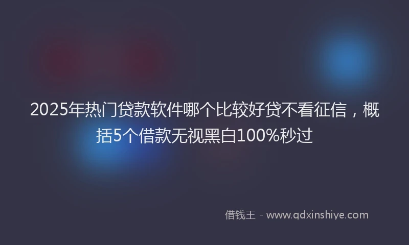 2025年热门贷款软件哪个比较好贷不看征信，概括5个借款无视黑白100%秒过
