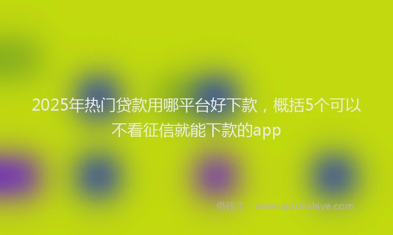 2025年热门贷款用哪平台好下款，概括5个可以不看征信就能下款的app