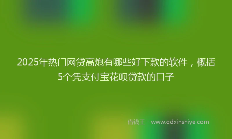 2025年热门网贷高炮有哪些好下款的软件，概括5个凭支付宝花呗贷款的口子