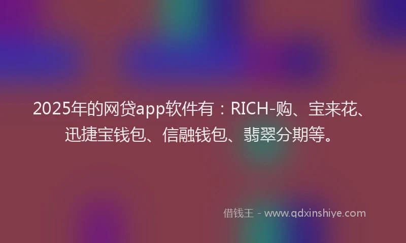 2025年的网贷app软件有：RICH-购、宝来花、迅捷宝钱包、信融钱包、翡翠分期等。