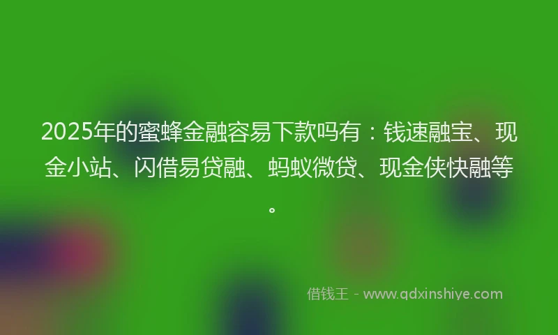 2025年的蜜蜂金融容易下款吗有：钱速融宝、现金小站、闪借易贷融、蚂蚁微贷、现金侠快融等。