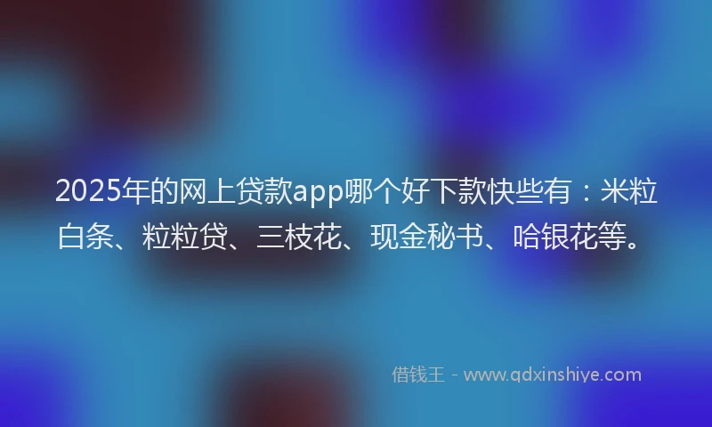 2025年的网上贷款app哪个好下款快些有：米粒白条、粒粒贷、三枝花、现金秘书、哈银花等。