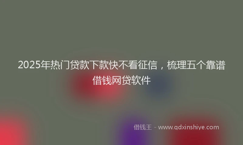2025年热门贷款下款快不看征信，梳理五个靠谱借钱网贷软件