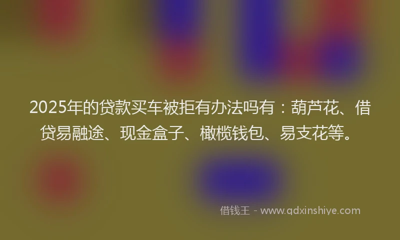 2025年的贷款买车被拒有办法吗有：葫芦花、借贷易融途、现金盒子、橄榄钱包、易支花等。