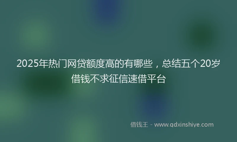 2025年热门网贷额度高的有哪些，总结五个20岁借钱不求征信速借平台