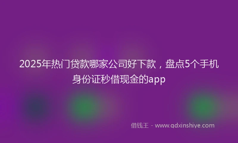 2025年热门贷款哪家公司好下款，盘点5个手机身份证秒借现金的app