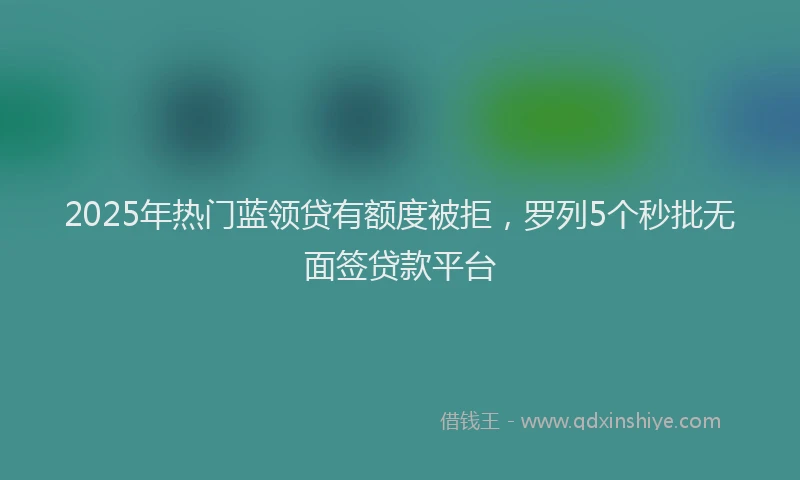2025年热门蓝领贷有额度被拒，罗列5个秒批无面签贷款平台
