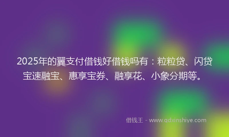2025年的翼支付借钱好借钱吗有：粒粒贷、闪贷宝速融宝、惠享宝券、融享花、小象分期等。