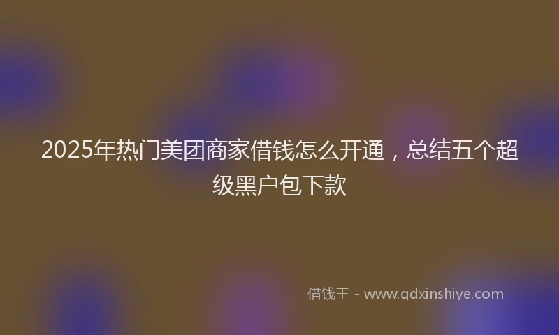 2025年热门美团商家借钱怎么开通，总结五个超级黑户包下款