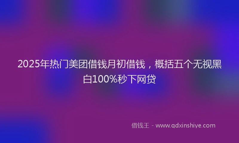 2025年热门美团借钱月初借钱，概括五个无视黑白100%秒下网贷