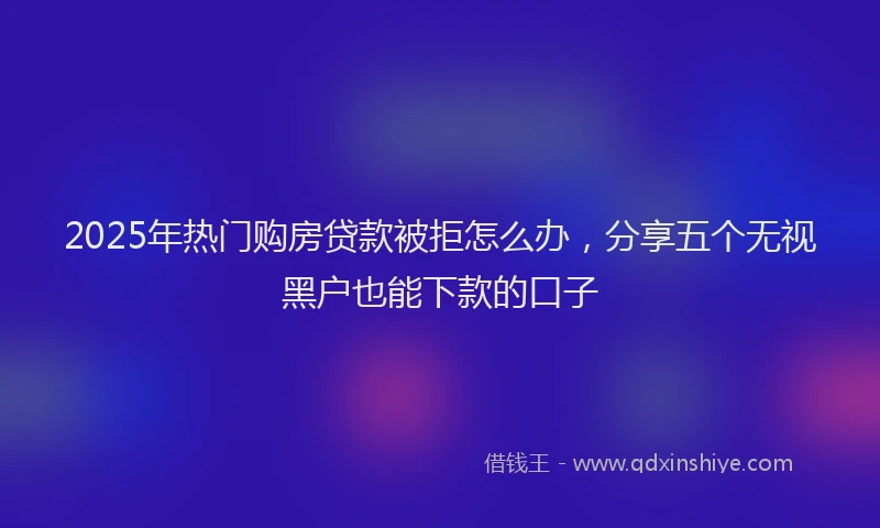 2025年热门购房贷款被拒怎么办，分享五个无视黑户也能下款的口子