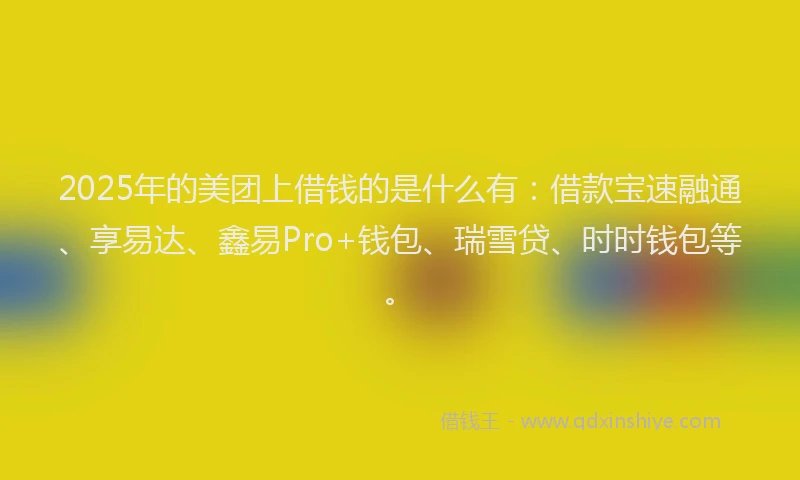 2025年的美团上借钱的是什么有：借款宝速融通、享易达、鑫易Pro+钱包、瑞雪贷、时时钱包等。