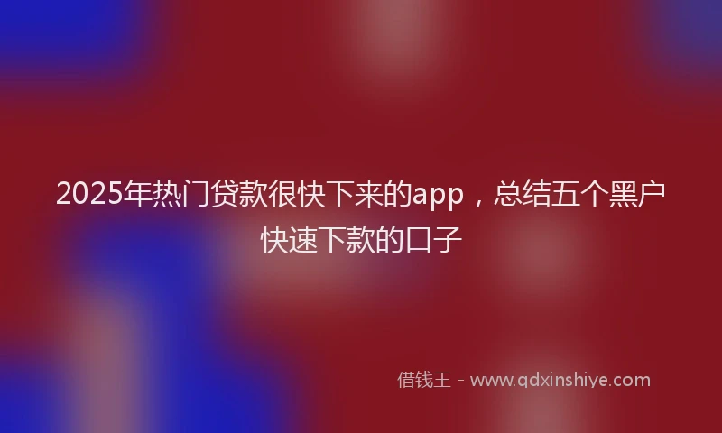 2025年热门贷款很快下来的app，总结五个黑户快速下款的口子